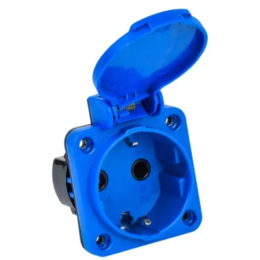 Розетка панельная РП11-3 2Р+РЕ 16А з/к с крышкой IP44 синяя MAGNUM