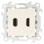 Коннектор HDMI+USB 2.0, слоновая кость