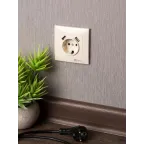 Валенсия розетка 1-местная с/з 16А кремовая с защ. штор. с 2 USB 2,1А