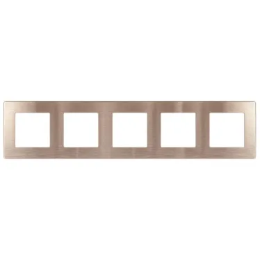 Рамка для розеток и выключателей Серия 12 12-5105-04 на 5 постов, Сатин, шампань