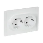 FORTE@PIANO Розетка 2-местная с заземлением с защитными шторками безвинтовое крепление 16А FP223 белый IEK