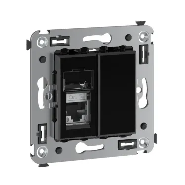 Avanti Компьютерная розетка RJ-45 в стену кат.5e одинарная экранированная Черный квадрат