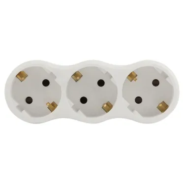 Разветвитель электрический SPx-3e-W на 3 розетки с заземлением 16А белый