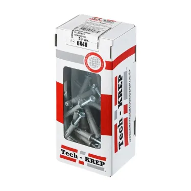 Дюбель-гвоздь 6х40 потайной бортик, полипропилен (50шт)