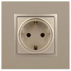 Розетка 2P+E Schuko со шторками, 16А-250В, Эра Elegance, шампань, 14-2102-04