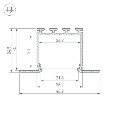 Профиль PLS-LOCK-H25-FM-2000 ANOD (ARL, Алюминий)