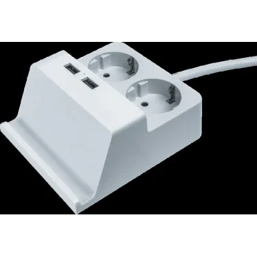 Удлинитель бытовой с заземлением 2 USB, подставка для телефона, 1,5м