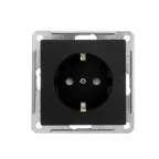W59 Розетка скрытая с заземлением без рамки черный бархат