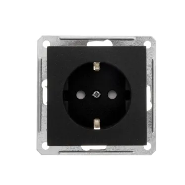 W59 Розетка скрытая с заземлением без рамки черный бархат