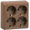 ОКТАВА Розетка четырехместная наружная с заземлением дуб