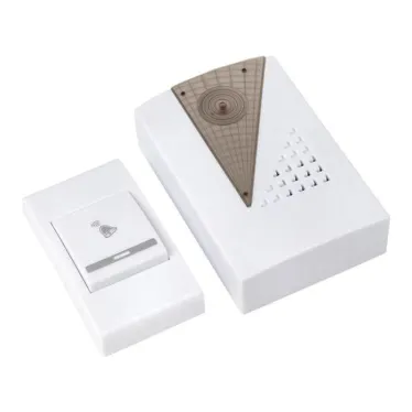 Звонок беспроводной на батарейках 004 (белый-серый 36 мелодий с индикацией 2х1.5В АA дистанция 80м) Basic