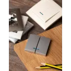 Валенсия лицевая панель выключателя 2-кл. с индикатором 10А сталь