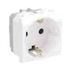 BRAVA Розетка 2 модуля с заземлением со шторками белая