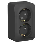 BLANCA розетка наружная двойная с заземлением без шторок с изолирующей пластиной, 16А, 250В, антрацит