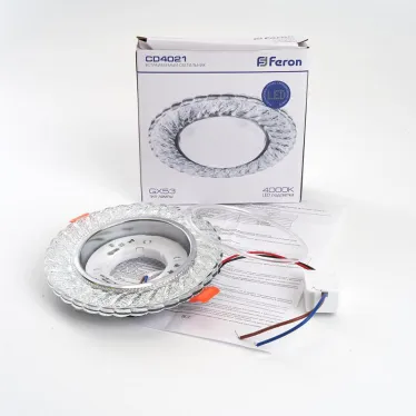 Светильник ДВО-15w GX53 без лампы со светодиодной подсветкой 4000К хром с прозрачным стеклом