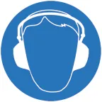 Знак М 03 ''Работать в защитных наушниках'' ф200 мм, пластик ГОСТ Р 12.4.026-2001