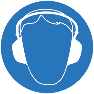 Знак М 03 ''Работать в защитных наушниках'' ф200 мм, пластик ГОСТ Р 12.4.026-2001