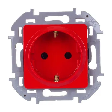 Розетка с заземлением - Legrand Inspiria - со шторками 16А 250В винтовые зажимы - красная