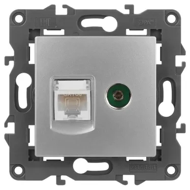 Розетка RJ45+TV, Эра Elegance, алюминий, 14-3110-03