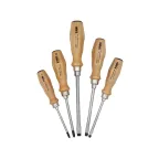 Набор отверток ударных SL/PZ с деревянной рукояткой, 5 шт