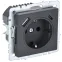 BRITE Розетка с заземлением с защитными шторками 16А с USB A+C 18Вт РЮш11-1-БрГ графит