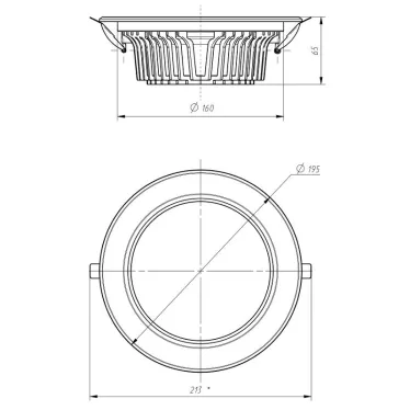 Светильник даунлайт светодиодный SDL-10-90-30K-W25 встраиваемый круглый 25Вт 3000K 2160Лм 190х190х57