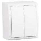 15 Aqua Выключатель двухклавишный IP54 10А 250В винтовой зажим S15A белый