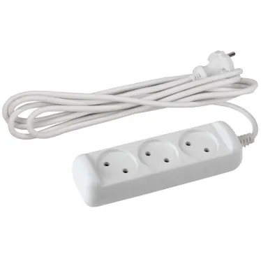 Удлинитель без зазeмл., 2х1мм2, 10А, ПВС, 3гн, 10м (10/840) U-3-10m-2x1