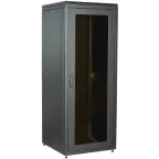 Шкаф сетевой 19' LINEA N 28U 800х800мм стеклянная передняя дверь задняя металлическая черный