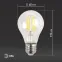 Лампа светодиодная F-LED A60-15W-827-E27 (филамент, груша, 15Вт, тепл, Е27) (10/100/1500)