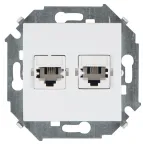 15 Розетка телефонная двойная RJ11 винтовой зажим белый