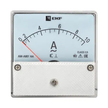 Амперметр AM-A801 аналоговый на панель 80х80 (круглый вырез) 10А прямое подключение