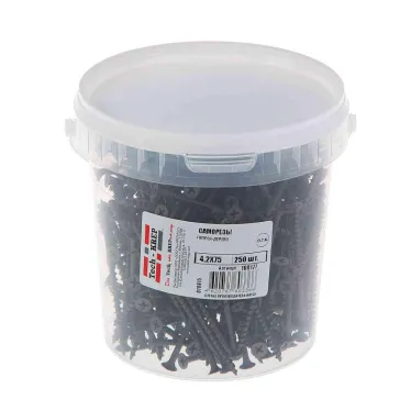 Саморез гипсокартон/дерево 4,2х75 черный (250шт) - ведро