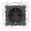 Розетка 2К+З Schuko со штор, графит