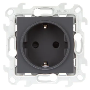 Розетка 2К+З Schuko со штор, графит