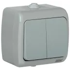 AQUATIC Выключатель 2 клавишный открытой установки10А IP54 ВС-20-2-0-A