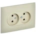 SKANDY Розетка 2-местная без заземления с защитными шторками 10А в сборе SK-R09B бежевый IEK