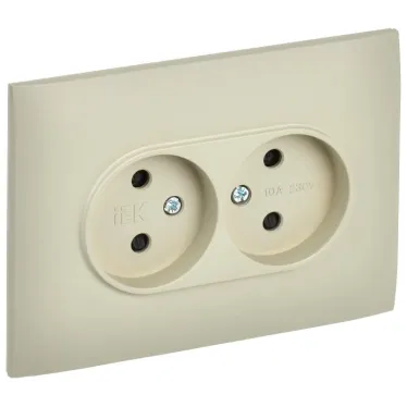 SKANDY Розетка 2-местная без заземления с защитными шторками 10А в сборе SK-R09B бежевый IEK
