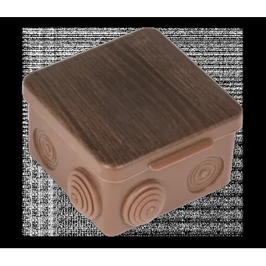 Коробка распаячная КМР-030-031 с крышкой (83х83х54) 7 мембранных вводов тёмное дерево IP54 PROxima