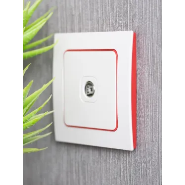 Стокгольм Рамка 1-местная белая с линией цвета красный