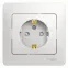 GLOSSA Розетка с заземлением со шторками в сборе белая