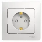 GLOSSA Розетка с заземлением со шторками в сборе белая
