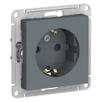 Розетка ATLASDESIGN с заземлением со шторками 16А механизм грифель