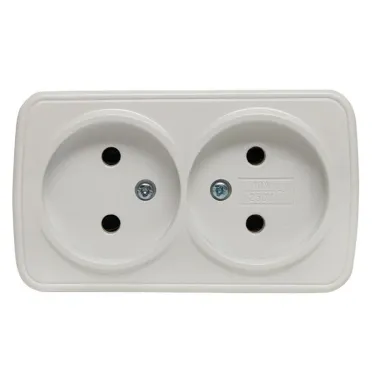 Розетка Минск 2-местная ОП 10А без заземления белая