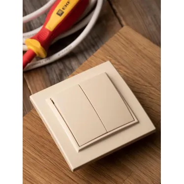 Выключатель двухклавишный СП 10А бежевый Минск