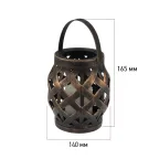 Декоративный фонарь со свечкой, плетеный корпус, бронза, размер 14х14х16,5 см, цвет теплый белый | 513-055 | NEON-NIGHT