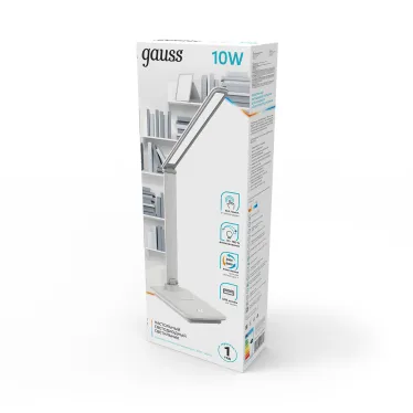 Светильник настольный GTL202 10W 550lm 3000-6000K 170-265V белый диммируемый USB LED 1/8/32 | GT2021 | Gauss