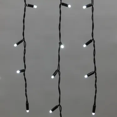Гирлянда Айсикл (бахрома) светодиодный, 2,4 х 0,6 м, черный провод, 230 В, диоды белые, 88 LED | 255-032 | NEON-NIGHT