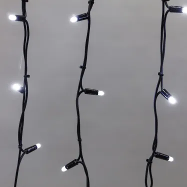 Гирлянда Айсикл (бахрома) светодиодный, 4,0 х 0,6 м, черный провод "КАУЧУК", 230 В, диоды белые, 128 LED | 255-225 | NEON-NIGHT
