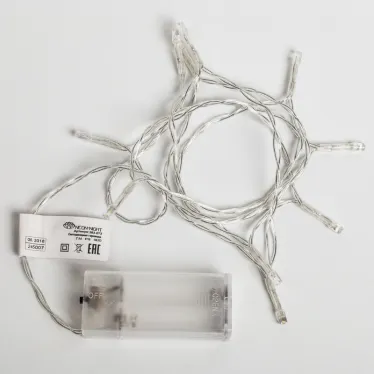 Гирлянда светодиодная универсальная 10 LED, 1,2 метра, прозрачный ПВХ, теплое белое свечение, батарейки 2хАА | 303-073 | NEON-NIGHT